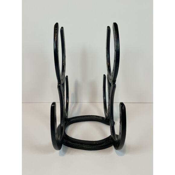 Handmade Welded Horseshoe Rack Rustic Farmhouse Decor 10” Black Metal Art - Picture 3 of 7
